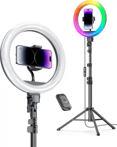 Weilisi 10" Ring Light with Stand 72'' Tall & Phone Holder,38 Color Modes Selfie Light with Tripod Stand,Stepless Dimmable/Speed LED Ring Light for iPhone & Android,YouTube, Makeup,TIK Tok