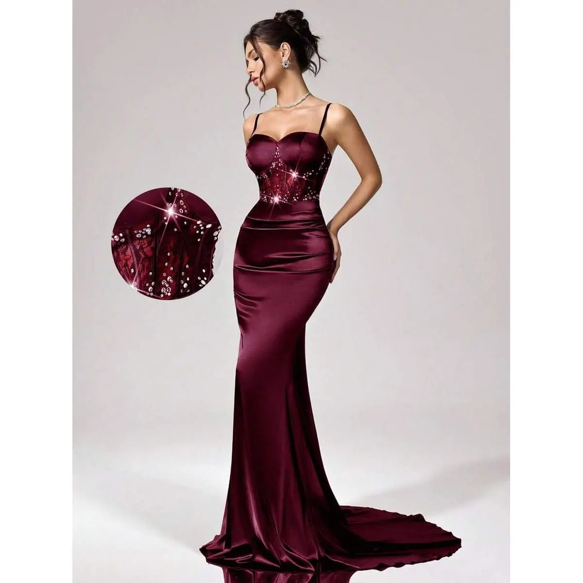 Women's Embellished Sleeveless Formal Evening Gown with Maxi Length for Galas, Weddings and Special Occasions