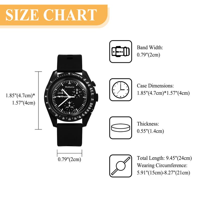 Men Women Silicone Watch - Analog Quartz Timepiece with Triple Sub-dials Fashion Casual Outdoor Sports Wristwatch for Christmas