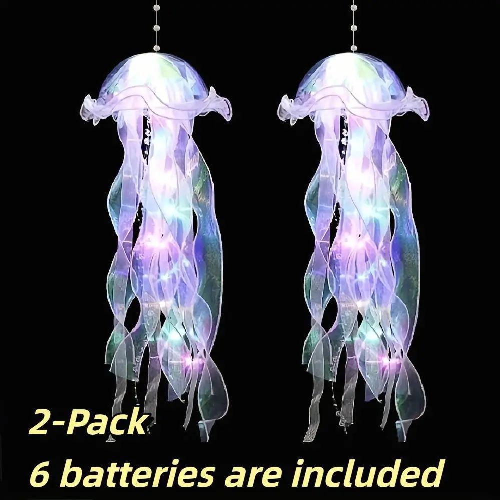 2 Vibrant LED Jellyfish Chandeliers - Dynamic Festive Decor for Courtyards, Gardens - Versatile Options for Christmas, Mood Lighting (Multiple or Random Selection)