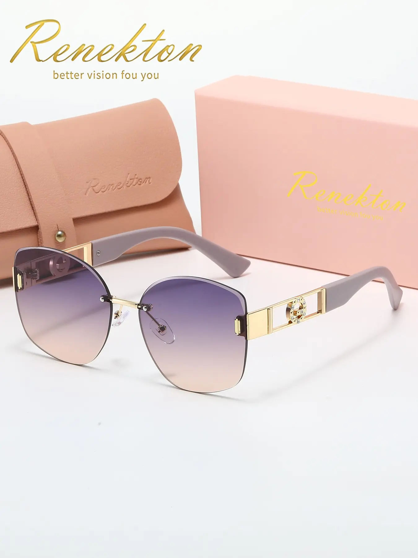 Renekton Women's Modern Style Sunglasses, Casual Frameless Cut-Edge Design, Gradient Lenses, Perfect for Summer Beach Travel & Outdoor Sports