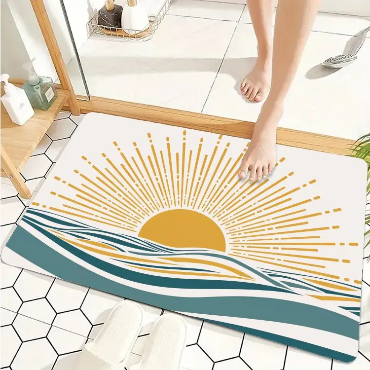 Boho Door Mat - Boho Sun Ocean Front Door Mats Outdoor, Bohos Welcome Indoor Door Mats for Entryway