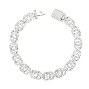 【#B408】UCCIYO Sparkling Synthetic Moissanite Chain Bracelet S925 Sterling Silver