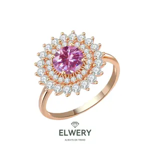 【R-090 | Golden Sunflowers】Synthetic Moissanite rings