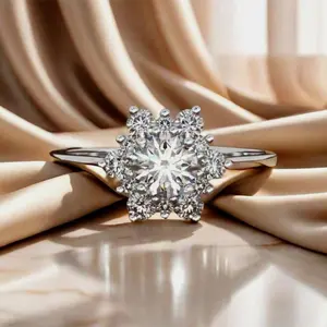 1pc Luxurious Elegant Snowflake Shaped Cubic Zirconia Inlaid Ring, Ideal for Engagement or Proposal, Sparkling and Beautiful