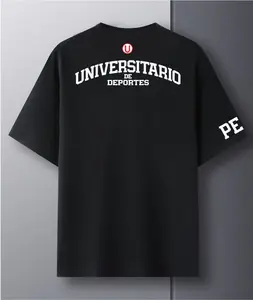 Universitario Deportes Men's 100% Cotton Casual T-Shirt in Black & White for Adults