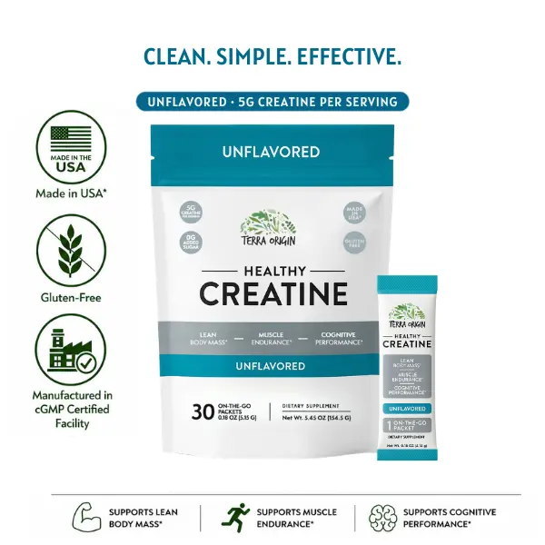 TERRA ORIGIN Healthy Creatine Micronized Monohydrate Powder | 30 Stick ...