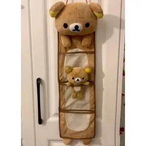 Kawaii Rilakkuma Large Capacity Wall Hanging Storage Bag Cartoon Bear Sundries Organizer for Toys Hobbies Accessories Home Decor