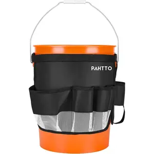 Bucket Tool Organizer, 5 Gallon Garden Bucket Tool Bag, Waterproof Bucket Storage Caddy with Mesh Pocket, Versatile for Car Wash Suppliers, Gardening Tools, Fishing Gear, Fit 3.5 to 5 Gallon Buckets