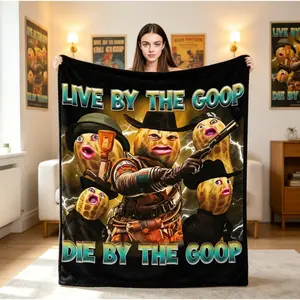 Funny Peanut Goop Meme Flannel Blanket, Soft Cozy Lightweight Throw Blanket for Adults Kids, Sofa Bed Room Decor Gift for Meme Lovers Teens