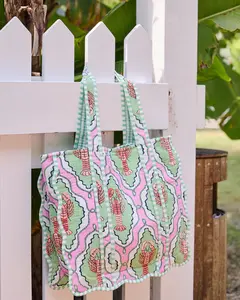 Lobster Lagoon - Scalloped Tote Bag - Pink Mojito