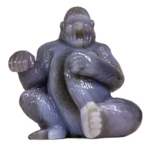 Druzy Agate Gorilla Figurine 3" Hand-Carved Druzy Agate Statue Approximately 2 lbs 0.9 kg Collectible Artisanal Piece