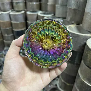 Live streaming link-Dazzling Iridescent Teacup with Intricate Textured Design and 3D Golden Floral Accent -313