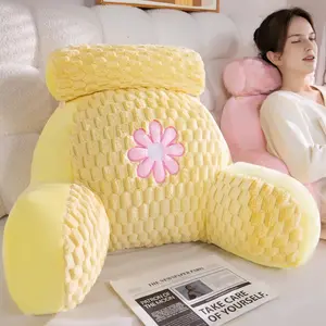 Bed Rest Reading Pillow - Kawaii Soft Lumbar Pillows Rest Cushion with Washable Cover, Bedrest Pillow with Arms for Sitting in Bed, Relaxing, Watching TV, Gaming, Cars