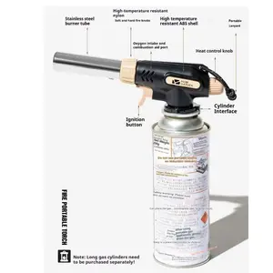 Portable cassette fire nozzle, barbecue high-temperature ignition gun without gas cylinder, convertible flat gas cylinder Bakeware Igniter