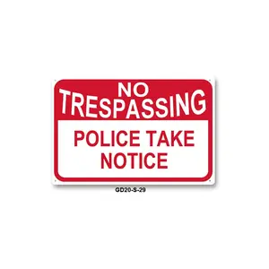 Warning Police No Trespassing Tin Sign 12x8 Inch Flat Wall Decor Security Warning Metal Poster for Private Property and Gift