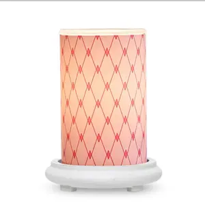 Pink Zebra Pink Argyle Simmering Light-Warming Shade with White Base - Unique Design Lamp Shade
