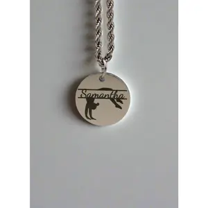 Personalized Gymnast Flipping Necklace in 18K Gold PVD Stainless Steel or Classic Silver Stainless Steel with 1/16" Thick Rope Chain Customizable Pendant for Gymnasts Coaches and Fans