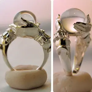 Women's (Size 6-10) Vintage Crystal Ring - Stackable Ring with Unique Crystals, Celtic Geometric Design, Iced Out Cubic Zirconia, Marquise Stones, Sparkle Glass, Enamel Color, Hypoallergenic Titanium/Stainless Steel/Wood, New Craftsmanship