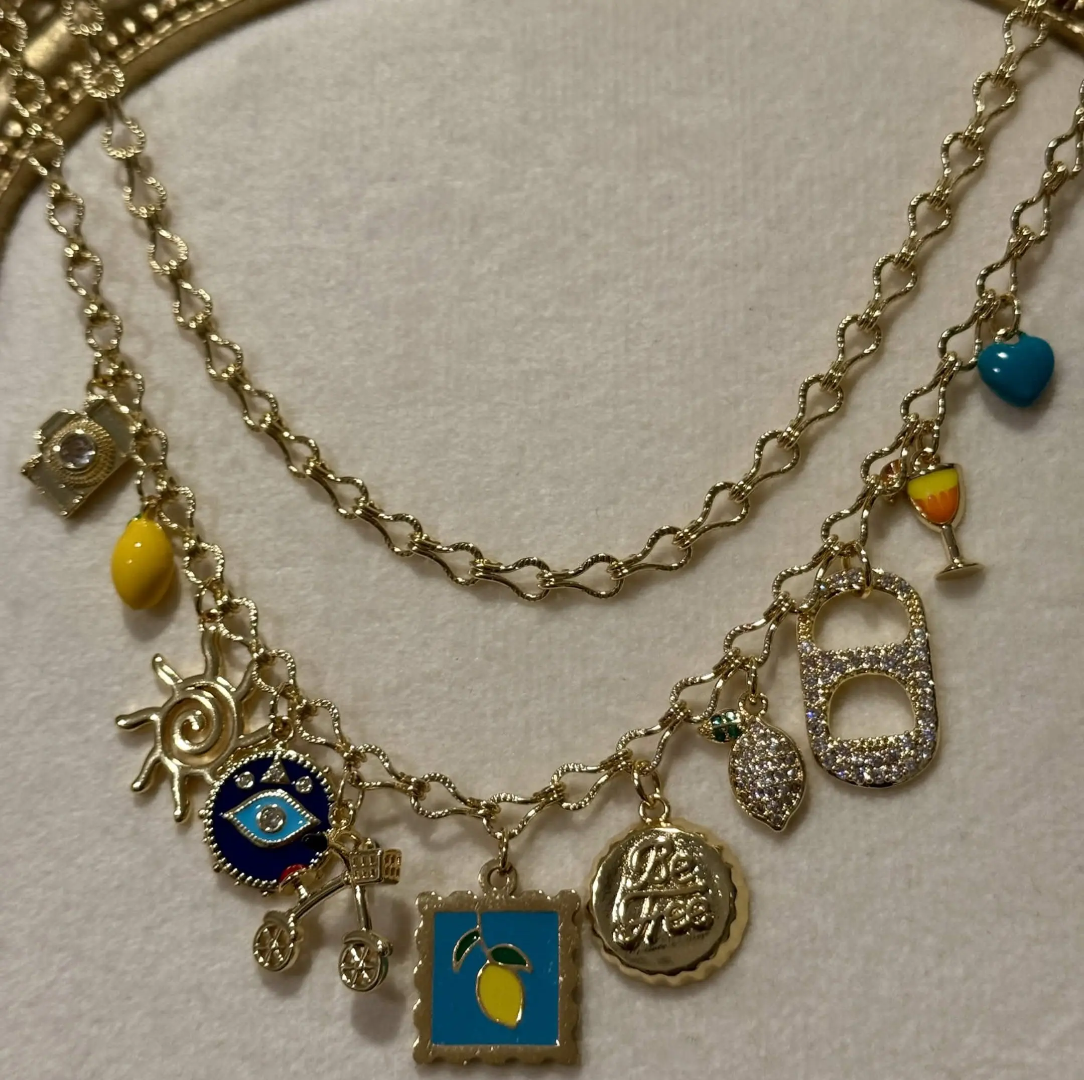 Textured Loop Chain - Custom Charm Necklace or Bracelet - 18k Gold Plated