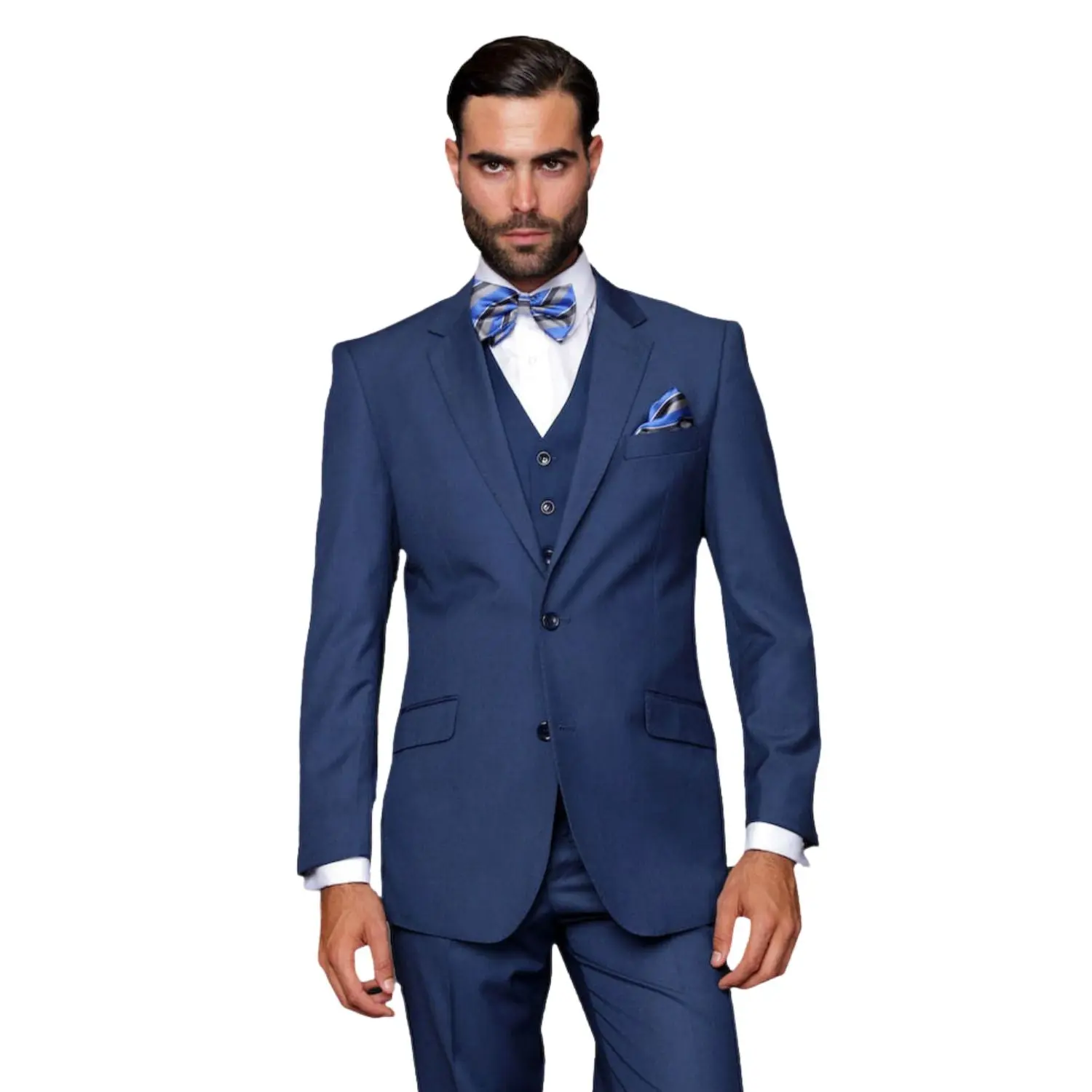 Europa Collection: Indigo 3-Piece Modern Fit Suit – Super 180's Italian Wool - FINAL SALE Size 54L/49 Waist