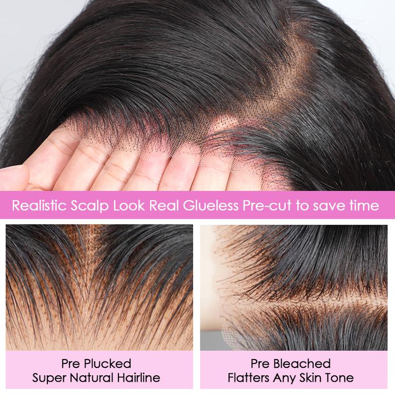 [NEW IN] Pizazz Hair Side Part Body Wave Glueless Wig 220% Density 13x6 HD Transparent Pre Cut Lace Ready To Go Wigs Human Hair ,Straight out the Box With Pre Bleached knots , Pre Plucked Natural Hair Line