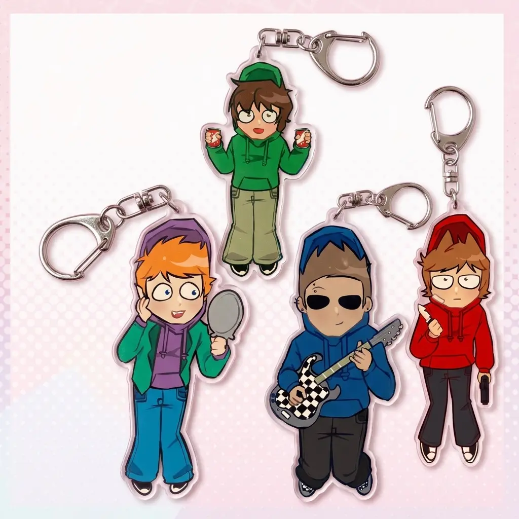 Eddsworld acrylic keychains, perfect for decorating bags, keys, or as a gift.