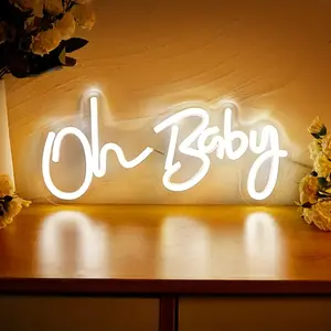 Oh Baby Neon Sign, Letter White Neon Sign for Wall Decoration Neon Sign LED Neon Sign for Kindergarten Bedroom Game Room Party, Baby Shower Decoration