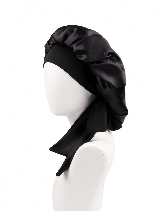 Stretch Satin Colored Bonnet Cap For Women's Long Hair, Suitable For Sleeping, Makeup, Beauty And Heat Styling