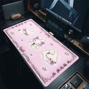 Kawaii Rabbit Pink Bow Mouse Pad Gaming Keyboard Office Accessories Xxl Non-Slip Carpet Rubber Mousepad PC Cabinet Gaming Pads