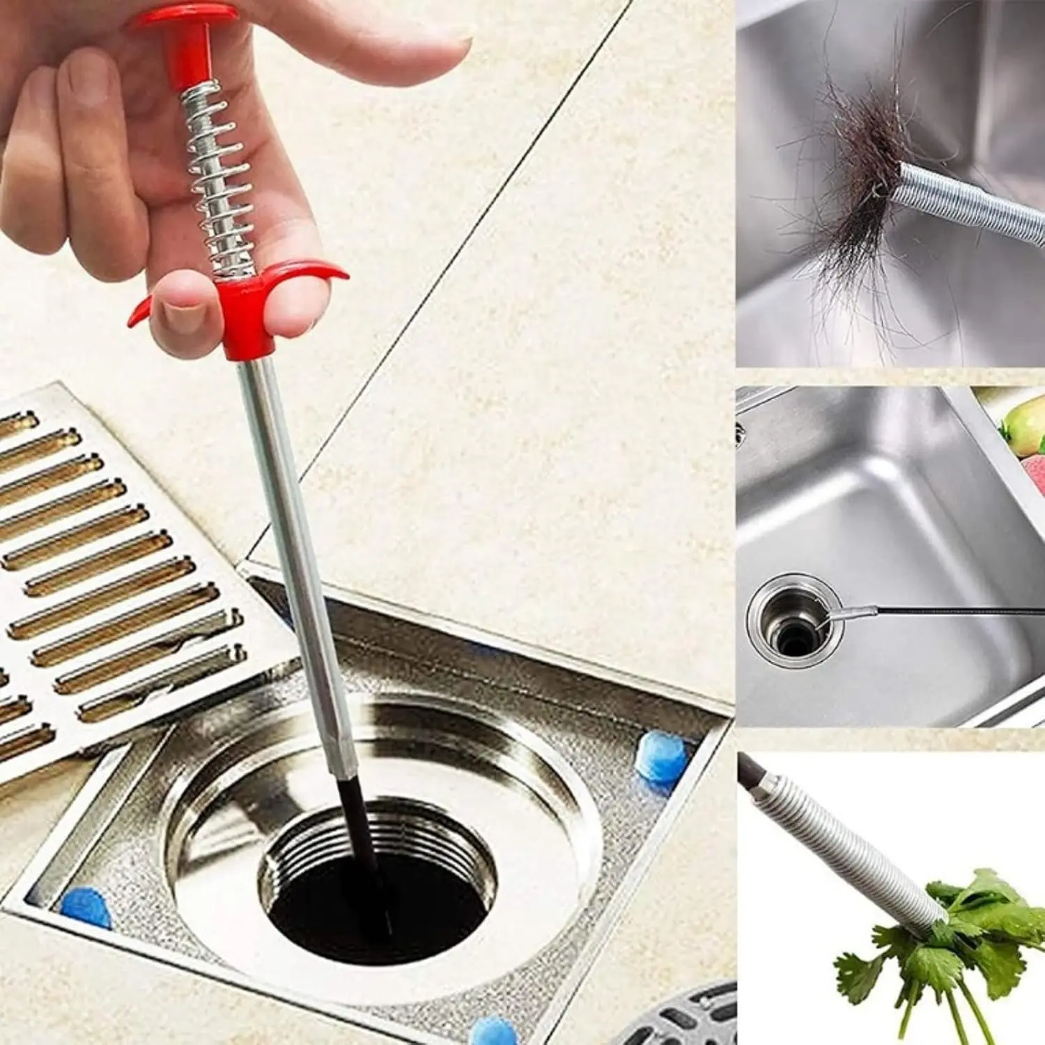 4-Claw Stainless Steel Pipe Dredging Tool - Bendable Flexible Grabber with Ergonomic Design, Comfortable Grip, Drain Opener for Sink Drains, Toilet Pipelines, Easy Hair & Clog Removal