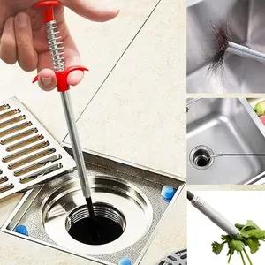 4 Claws Stainless Steel Pipe Dredging Claw Tool Bendable Flexible Grabber for Home Sink Drains Toilet Pipeline Clog Litter Pick Hair Remover Assist Tool with Ergonomic Handle