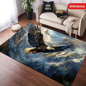 Eagle Spreading Wings Decorative Carpet, 8mm Thick, Machine Washable Polyester Material Mat, Suitable for Kitchen, Living Room, Bedroom, and Entryway - Rectangular Indoor Floor Carpet, Door Mat, Carpet Decoration