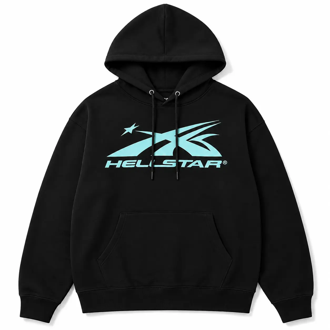 Hellstar Futuristic Star Graphic Hoodie, Bold Logo Streetwear Pullover, Y2K Urban Graphic Sweatshirt, Casual Statement Hoodie