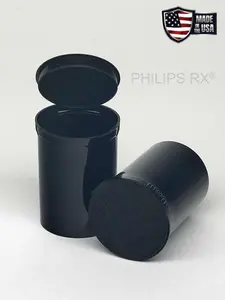 SAMPLE of Pop Top Vial - Philips 30 Dram - 1/4 Oz - Child Resistant - Black - Opaque - (1 Count SAMPLE)