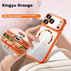 Anti-Drop Silicone Phone Case for iPhone 17/16/15 Pro Max, Full Coverage Lens Protection, Magnetic Attachment, Shockproof Cover