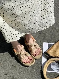 Women's Fashionable Plain Color Barefoot Sandals, Casual Versatile Crossed Strap Flat Sandals for Summer, Lightweight Breathable Comfortable Shoes for Daily Wear