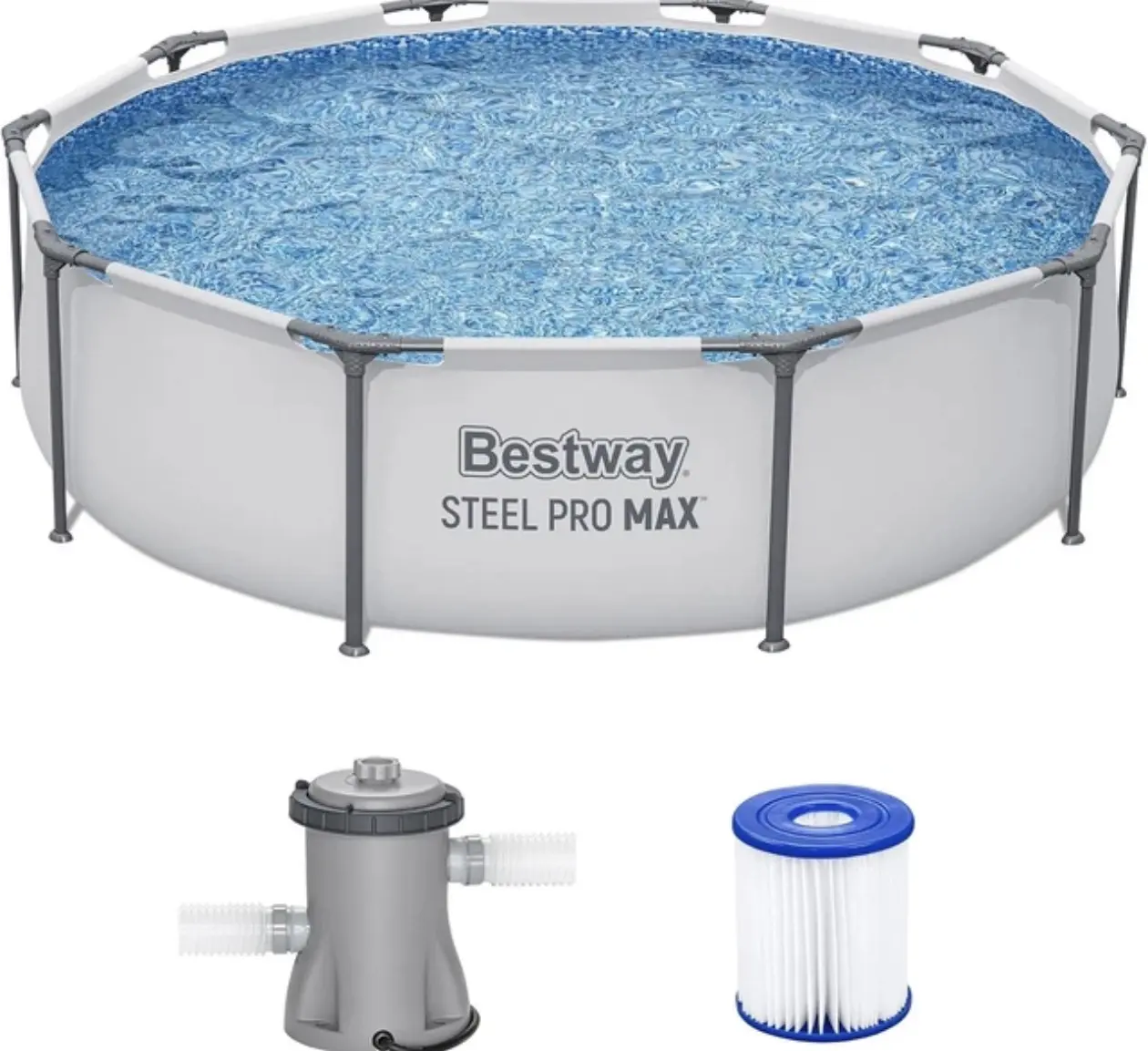 Bestway Steel Pro MAX 10' x 30" Above Ground Pool,Metal Frame Outdoor Swimming Pool Set