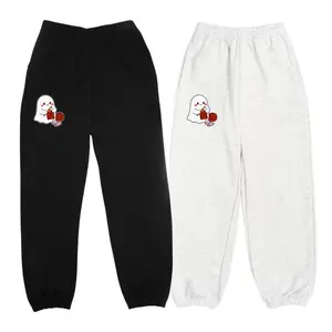 Crochet Ghost Sweatpants, Cozy Ghost Crochet Pants, Ghostly Crochet Club Pants, Retro Unisex Fit, Cozy Casual Pants, Vintage Athletic Joggers, Crafty Ghost Sweatpants