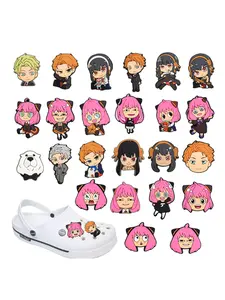 24pcs Cartoon Anime Spy X Family Series PVC Shoe Accessories, Shoe Embellishments, DIY Shoe Decorations for Hole Shoes, Beach Packaging Party Gifts