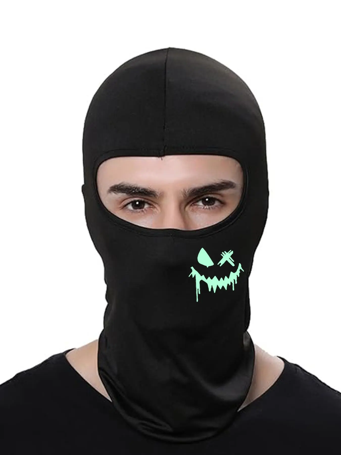 3pcs/2pcs/1pc Night Light Smiling Face Printing Ski Mask Balaclava, Comfortable Face Mask for Men Women, Ideal for Outdoor Activities, Windproof Balaclava, Motorcycle Mask, Balaclava Headwear, Face Cover Balaclava