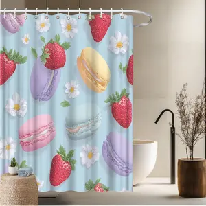 1pcs Fruit Theme Bath Curtain-2D Flat Star-Shaped Cucumbers Fruit Patterns Printed Shower Curtain Stylish Home Window Curtains Fresh Bathroom Decor Bathtub Decor 70.8x70.8 inches
