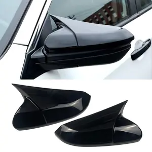 Car Ox Horn Side Rearview Mirror Cover Wing Mirror Protect Decorate Covers Auto Exterior Decoration Accessories For Honda 10th Gen Civic 2016 2017 2018 2019 2020 2021 (Bright Black) (Carbon Fiber) Automotive Vehicle