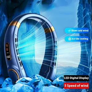 The original JKUOO Neck Fan – Hands‑Free Cooling, Bladeless Design, 4 Ice Plates, Perfect for Summer Heat