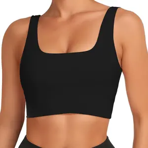 Sports Bras for Women, High Support Molded Cup Scoop Neck U Back Crop with Padding, Workout Push up Compression Bralettes with Built, Open Back Gym Athletic