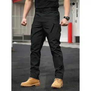 Men'S Tactical Cargo Pants - Durable Black Corduroy with Multi-Functional Pockets & Zipper, Comfortable for Outdoor Activities like Camping & Fishing, Camping Accessories
