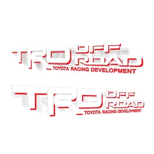 TRD Offroad Decals for Tacoma Bed, 4x4 Racing Development Sticker | Set of 2 White-Red