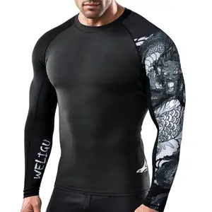 Men's Long Sleeve UPF 50+ Compression Rash Guard | BJJ, MMA, Surf & Workout Skins | Quick Dry, Sun Protection