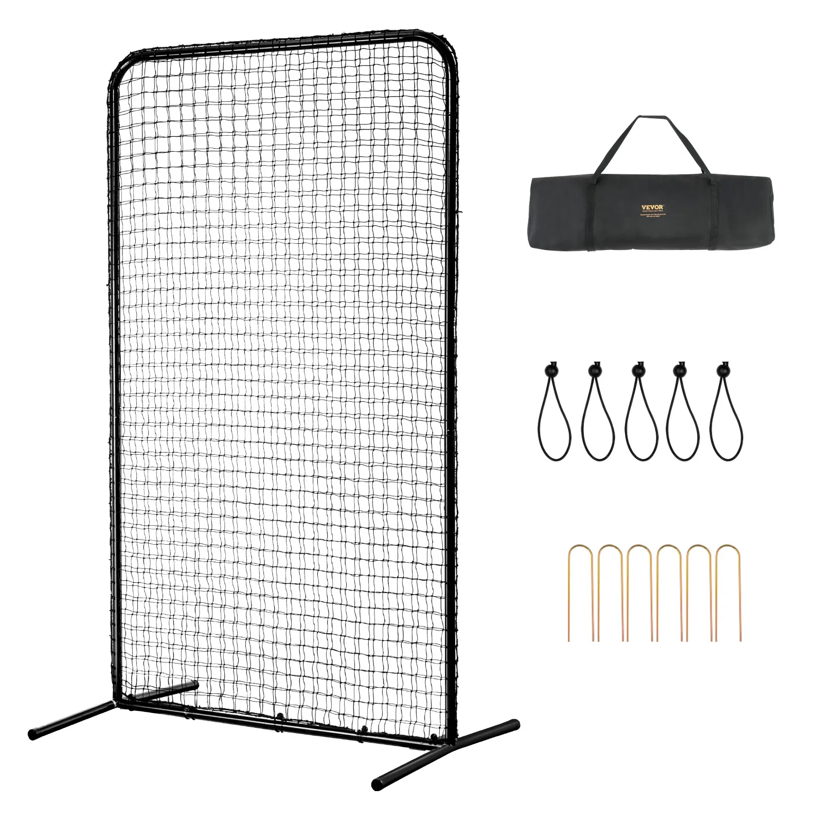 【summerfinds】VEVOR I Screen Baseball for Batting Cage, 7x4 ft Baseball Softball Safety Screen, Body Protector Portable Batting Screen with Carry Bag & Ground Stakes, Heavy Duty Pitching Net for Pitchers Protection