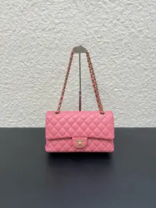 Pre-owned CHANEL cf medium caviar gold hardware micro